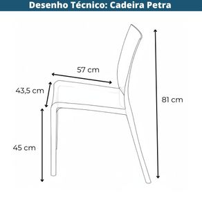 Desenho Tecnico Cadeira Empilhavel Inmetro Petra Im In Area Externa Interna Polipropileno Eco Suporta 182 kg